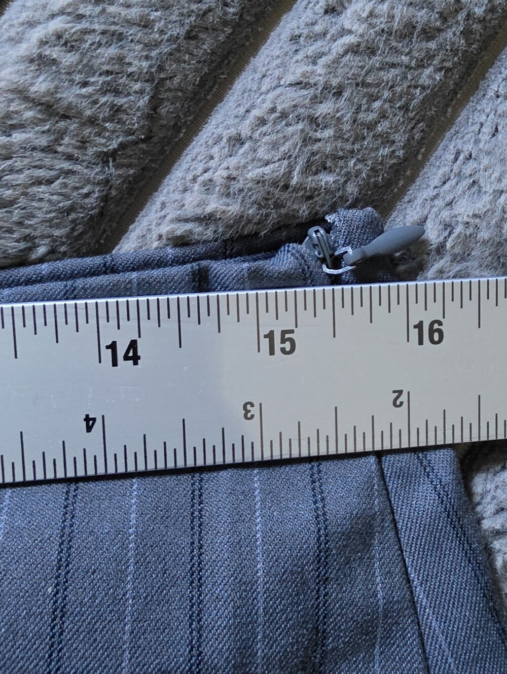 Zara Viral Skirt Overlay Pinstripe Pants Womens M Medium Gray Blue Wide Leg New - Picture 9 of 10